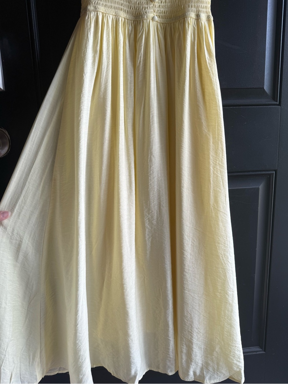 NWT butter-yellow smocked midi dress featuring a sweetheart neckline Size Small - Picture 10 of 14